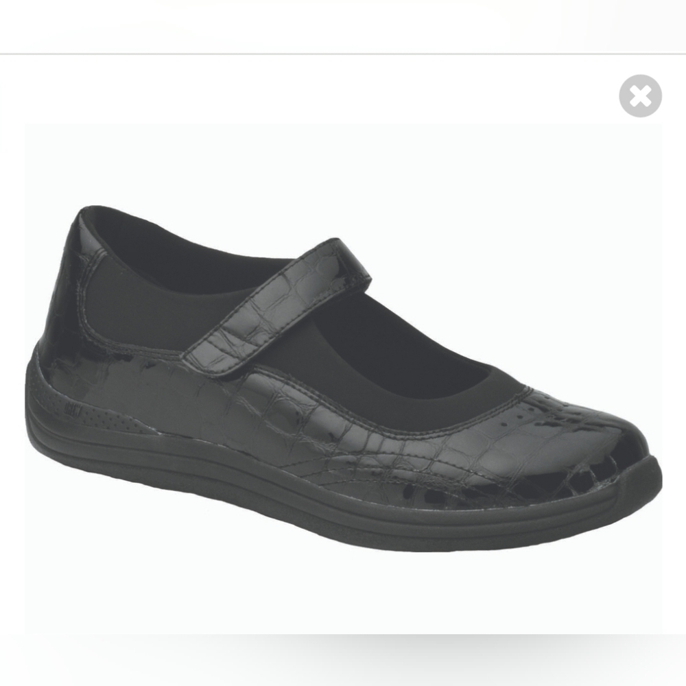 Drew Shoe 🌻 Rose Stretch Mary Jane Black Croc Patent Leather 10M